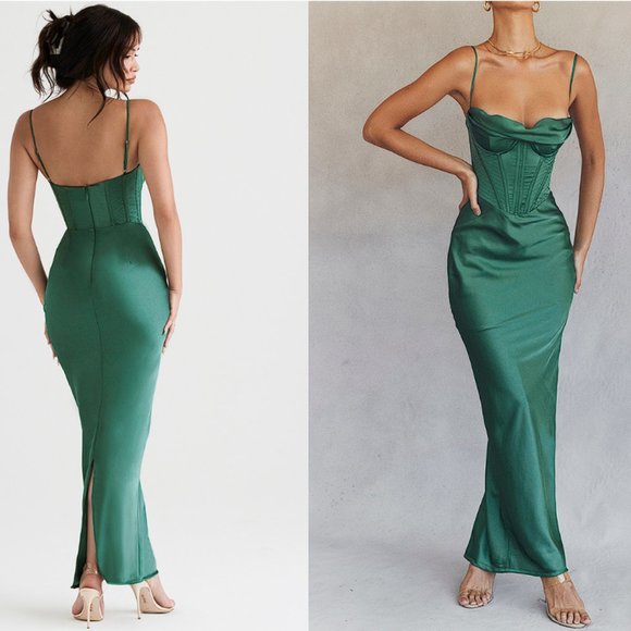 House of CB Dresses & Skirts - House of CB ‘Charmaine’ Forest Corset Maxi Dress NWOT
